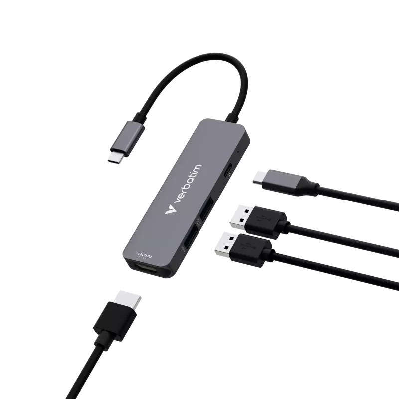 Verbatim USB-C Essentials hub multipuerto 4 puertos: HDMI, USB-C PD, USB-A 3.2 Gen 1, USB-A