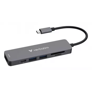 Verbatim USB-C Essentials hub multipuerto 6 puertos: HDMI, USB-C PD, USB-A 3.2 Gen 1, USB-A, SD y microSD