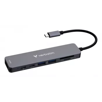 Verbatim USB-C Essentials hub multipuerto 7 puertos: HDMI, USB-C, USB-C 3.2 Gen 1, 2 x USB-A 3.2 Gen 1, SD y microSD