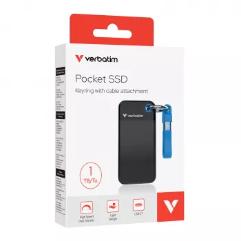 Verbatim Pocket SSD USB 3.2 Gen 2 1 TB Negro/Azul, 1 TB, USB Type-C, 3.2 Gen 2 (3.1 Gen 2), 1000 MB/s, 10 Gbit/s, Negro, Azul