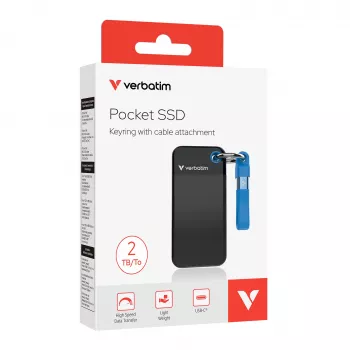 Verbatim Pocket SSD USB 3.2 Gen 2 2TB Negro/Azul, 2 TB, USB Type-C, 3.2 Gen 2 (3.1 Gen 2), 1000 MB/s, 10 Gbit/s, Negro, Azul