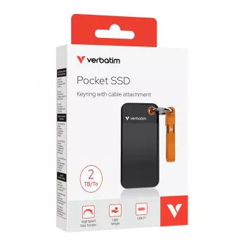 Verbatim Pocket SSD USB 3.2 Gen 2 2TB Negro/Naranja, 2 TB, USB Type-C, 3.2 Gen 2 (3.1 Gen 2), 1000 MB/s, 10 Gbit/s, Negro, Naranja