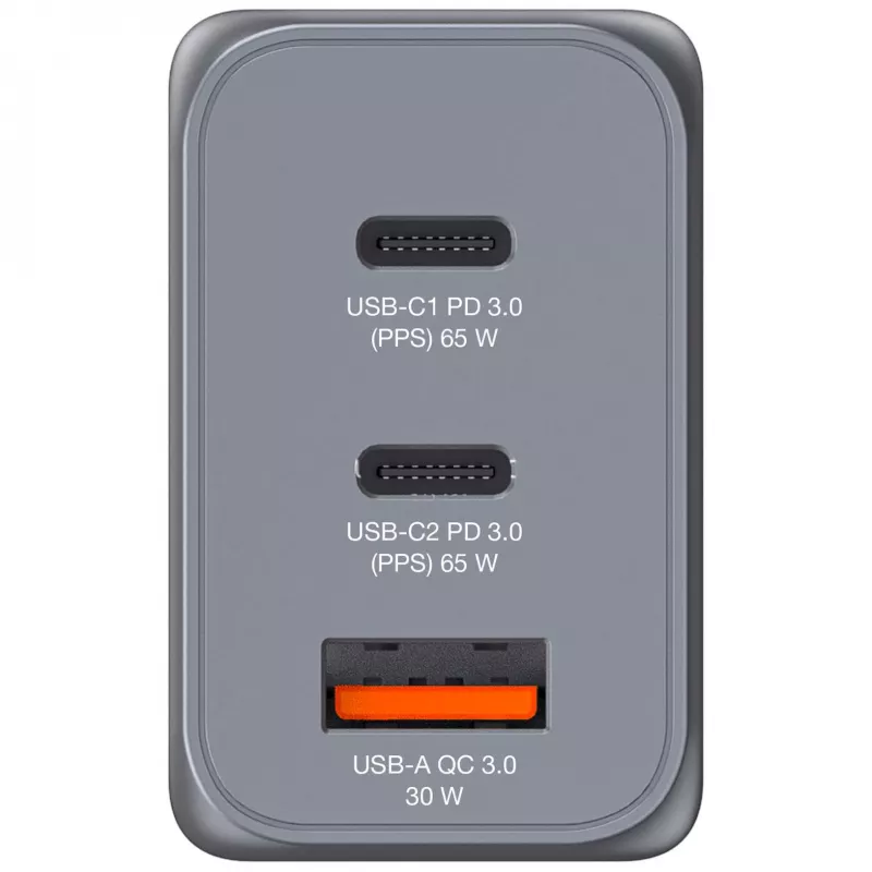 Verbatim GNC-65 Cargador GaN 65W con 2 x USB-C PD 65W / 1 x USB-A QC 3.0 (EU/UK/US)
