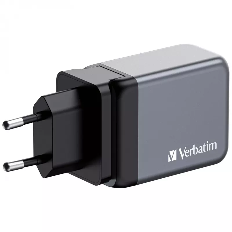 Verbatim GNC-65 Cargador GaN 65W con 2 x USB-C PD 65W / 1 x USB-A QC 3.0 (EU/UK/US)