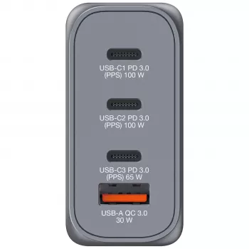 Verbatim GNC-100 Cargador GaN 100W con 2 x USB-C PD 100W / 1 x USB-C PD 65W / 1 x USB-A QC 3.0 (EU/UK/US)