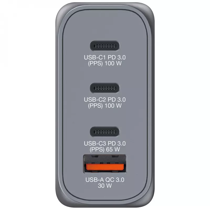 Verbatim GNC-100 Cargador GaN 100W con 2 x USB-C PD 100W / 1 x USB-C PD 65W / 1 x USB-A QC 3.0 (EU/UK/US)