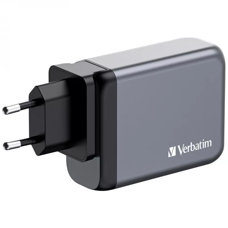 Verbatim GNC-100 Cargador GaN 100W con 2 x USB-C PD 100W / 1 x USB-C PD 65W / 1 x USB-A QC 3.0 (EU/UK/US)