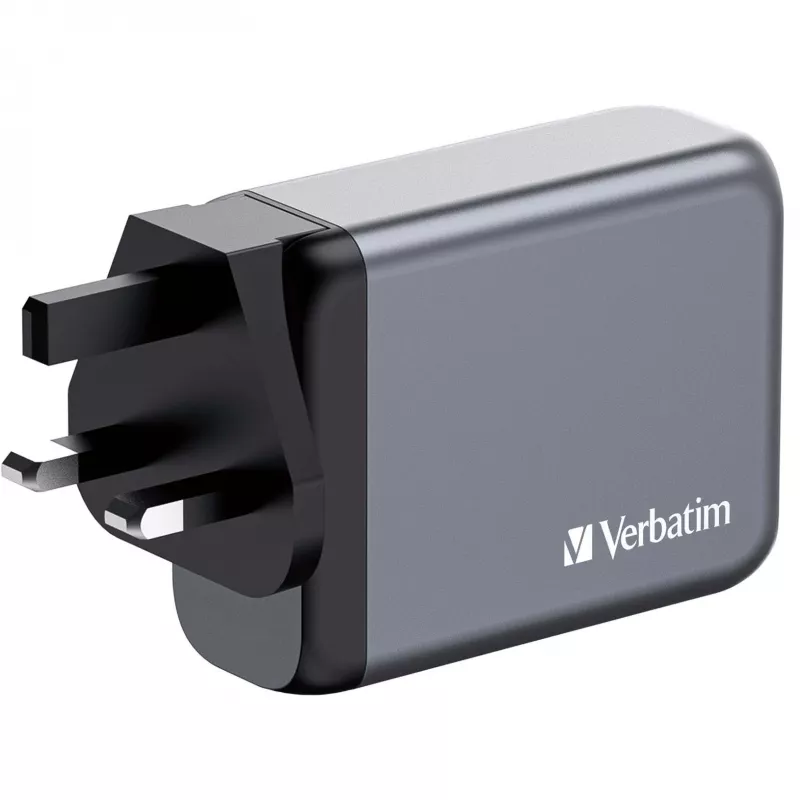 Verbatim GNC-100 Cargador GaN 100W con 2 x USB-C PD 100W / 1 x USB-C PD 65W / 1 x USB-A QC 3.0 (EU/UK/US)
