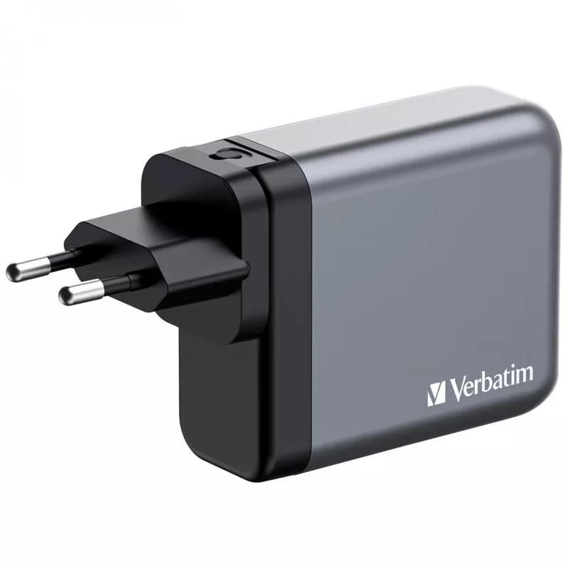 Verbatim GNC-140 Cargador GaN 140 W con 2 x USB-C PD 140 W / 1 x USB-C PD 20 W / 1 x USB-A QC 3.0 (EU/UK/US)