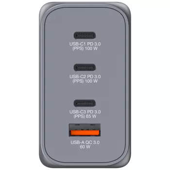 Verbatim GNC-200 Cargador GaN 200W con 2 x USB-C PD 100W / 1 x USB-C PD 65W / 1 x USB QC 3.0 (EU/UK/US)