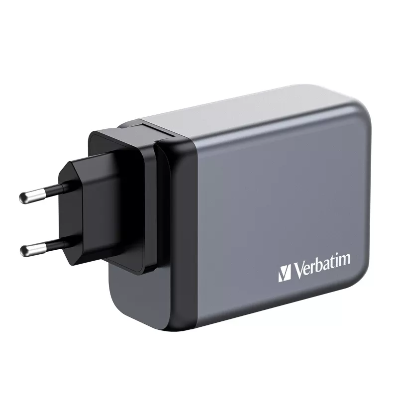 Verbatim GNC-200 Cargador GaN 200W con 2 x USB-C PD 100W / 1 x USB-C PD 65W / 1 x USB QC 3.0 (EU/UK/US)