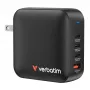 Verbatim Cargador Mini GaN 165W 4 puertos con conector US y adaptadores EU y UK