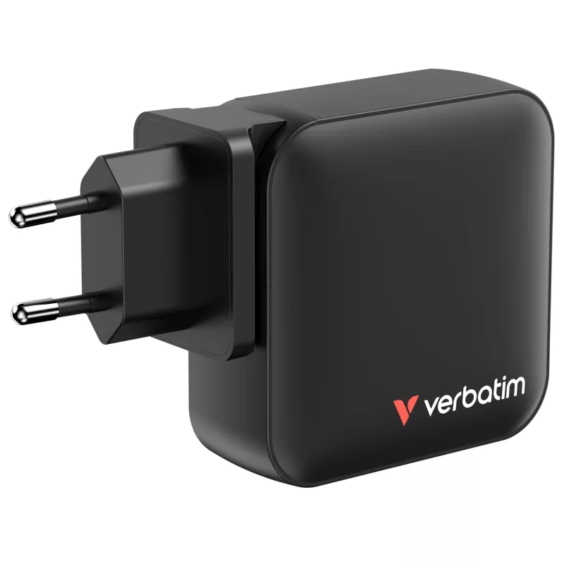 Verbatim Cargador Mini GaN 165W 4 puertos con conector US y adaptadores EU y UK