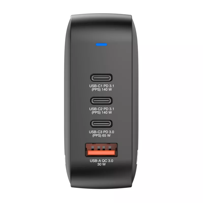 Verbatim Cargador Mini GaN 165W 4 puertos con conector US y adaptadores EU y UK