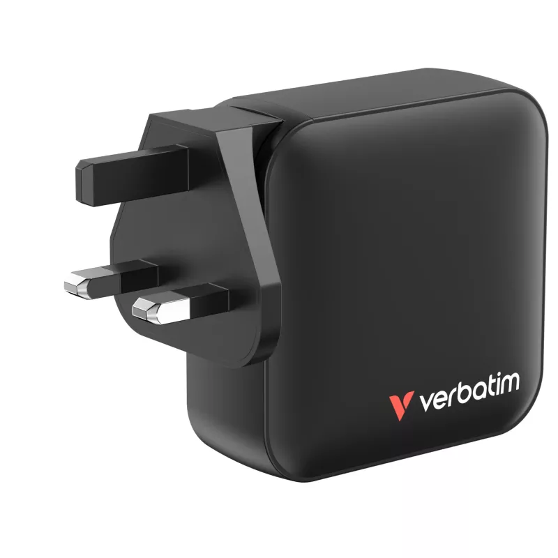 Verbatim Cargador Mini GaN 165W 4 puertos con conector US y adaptadores EU y UK