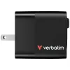 Verbatim Cargador GaN 65 W 2 puertos con cable retráctil, pantalla, conectores US y adaptadores EU y UK