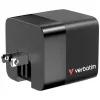 Verbatim Cargador GaN 65 W 2 puertos con cable retráctil, pantalla, conectores US y adaptadores EU y UK