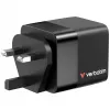 Verbatim Cargador GaN 65 W 2 puertos con cable retráctil, pantalla, conectores US y adaptadores EU y UK