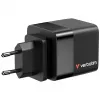 Verbatim Cargador GaN 65 W 2 puertos con cable retráctil, pantalla, conectores US y adaptadores EU y UK