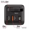 Verbatim Cargador GaN 65 W 2 puertos con cable retráctil, pantalla, conectores US y adaptadores EU y UK