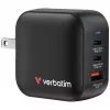 Verbatim Cargador Mini GaN 70W 3 puertos con conector US y adaptadores EU y UK