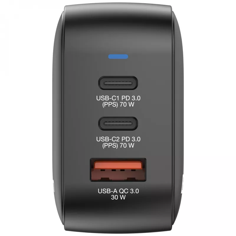 Verbatim Cargador Mini GaN 70W 3 puertos con conector US y adaptadores EU y UK