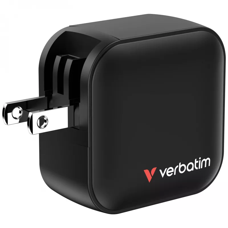 Verbatim Cargador Mini GaN 70W 3 puertos con conector US y adaptadores EU y UK