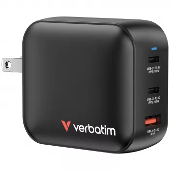 Verbatim Cargador GaN 100W universal negro carga rápida CA uso en interiores