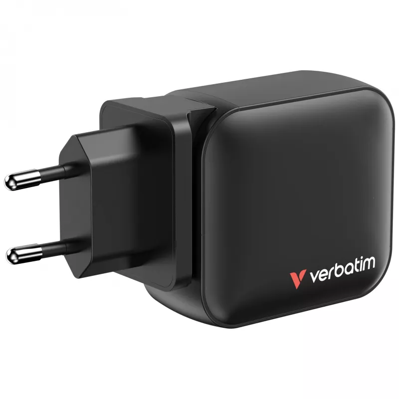 Verbatim Cargador GaN 100W universal negro carga rápida CA uso en interiores
