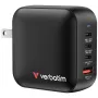 Verbatim Cargador Mini GaN 100W 4 puertos con conector US y adaptadores EU y UK