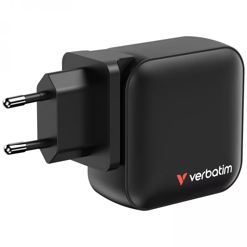 Verbatim Cargador Mini GaN 100W 4 puertos con conector US y adaptadores EU y UK