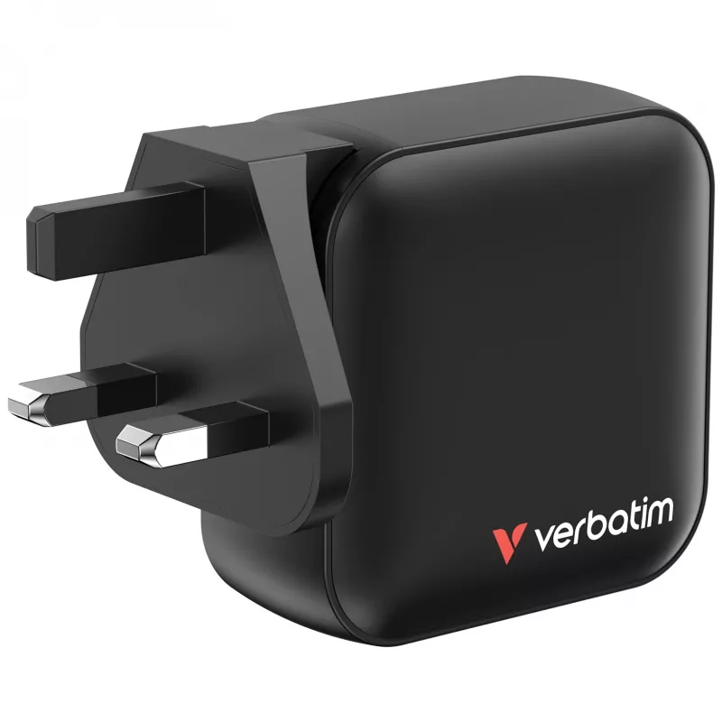 Verbatim Cargador Mini GaN 100W 4 puertos con conector US y adaptadores EU y UK