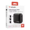 Verbatim Cargador Mini GaN 100W 4 puertos con conector US y adaptadores EU y UK
