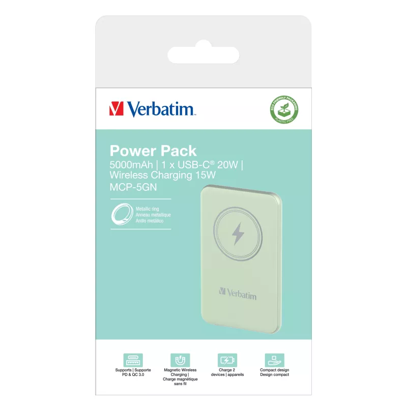 Verbatim Charge 'n' Go Powerbank magnética inalámbrica 5000 mAh Verde