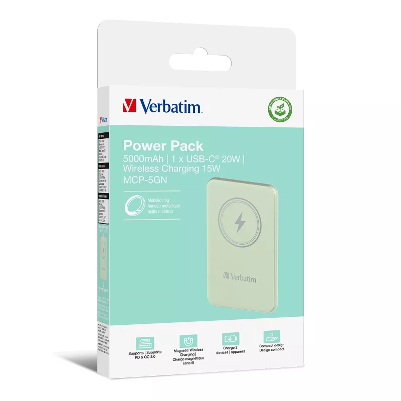 Verbatim Charge 'n' Go Powerbank magnética inalámbrica 5000 mAh Verde