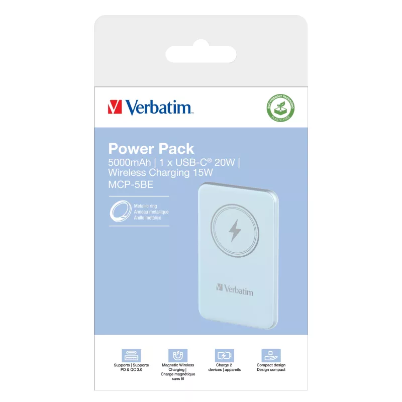 Verbatim Charge 'n' Go Powerbank magnética inalámbrica 5000 mAh Azul