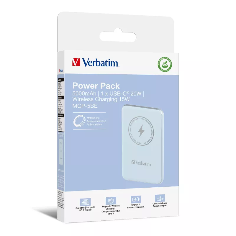 Verbatim Charge 'n' Go Powerbank magnética inalámbrica 5000 mAh Azul