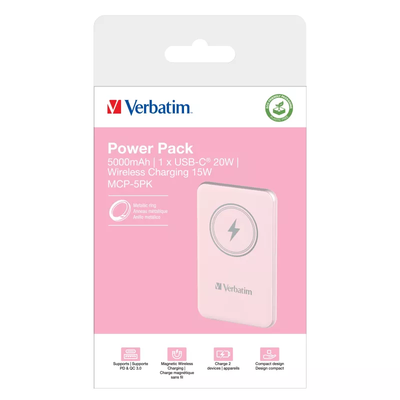 Verbatim Charge 'n' Go Powerbank magnética inalámbrica 5000mAh Rosa