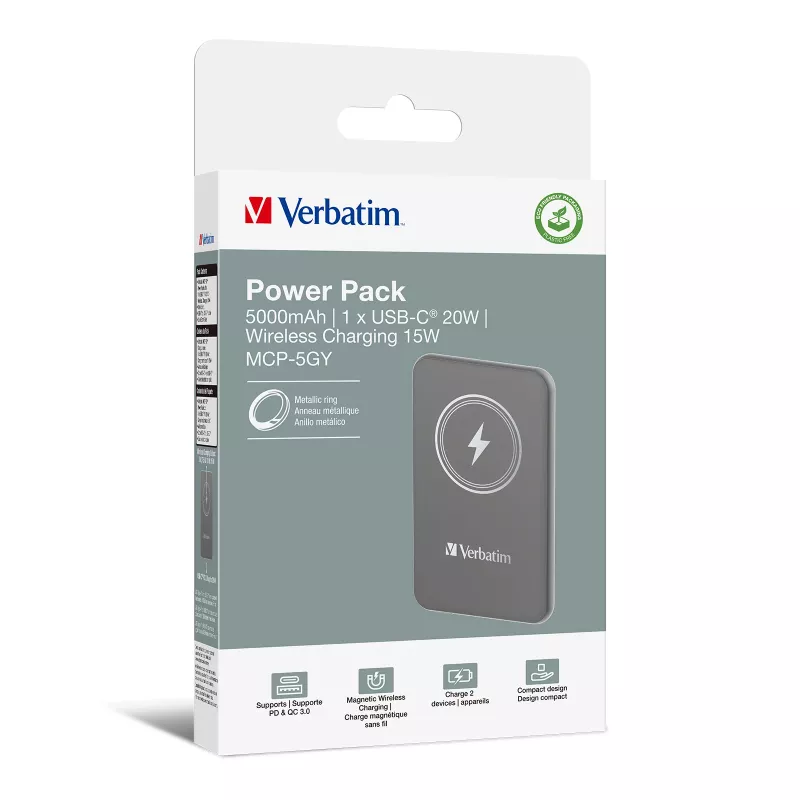Verbatim Charge 'n' Go Powerbank magnética inalámbrica 5000mAh Gris