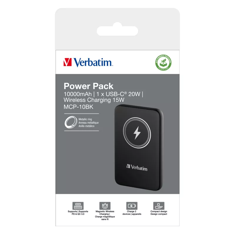 Verbatim Charge 'n' Go Powerbank magnética inalámbrica 10000mAh Negro