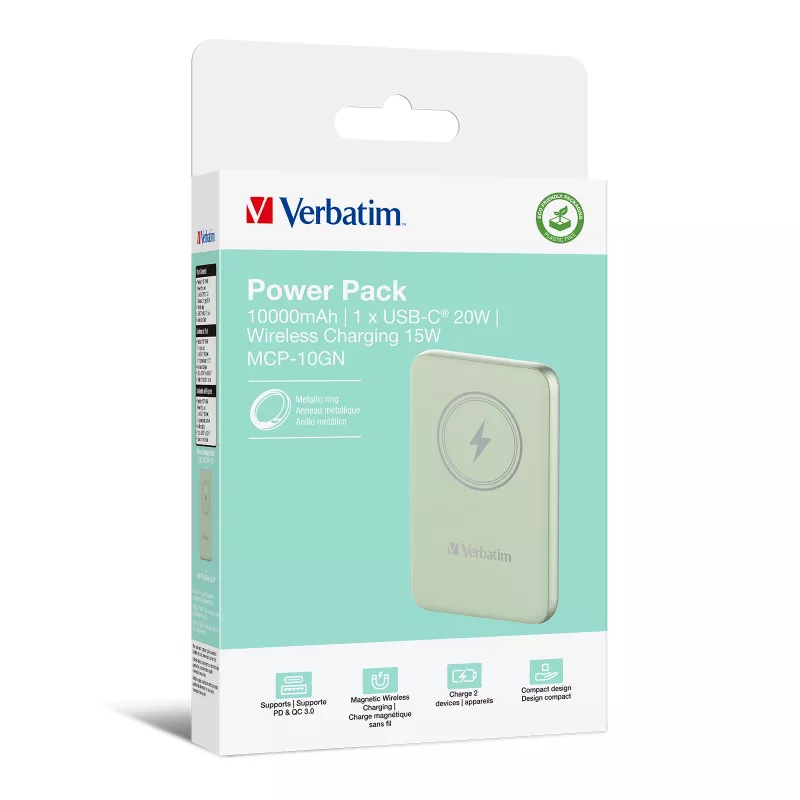Verbatim Charge 'n' Go Powerbank magnética inalámbrica 10000mAh Verde