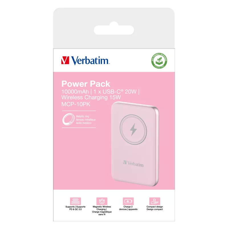 Verbatim Charge 'n' Go Powerbank magnética inalámbrica 10000mAh Rosa