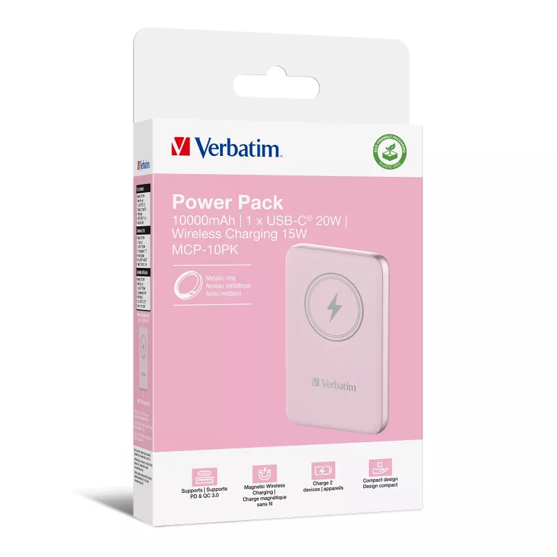 Verbatim Charge 'n' Go Powerbank magnética inalámbrica 10000mAh Rosa