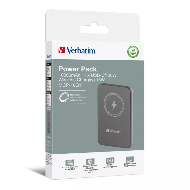 Verbatim Charge 'n' Go Powerbank magnética inalámbrica 10000mAh Gris