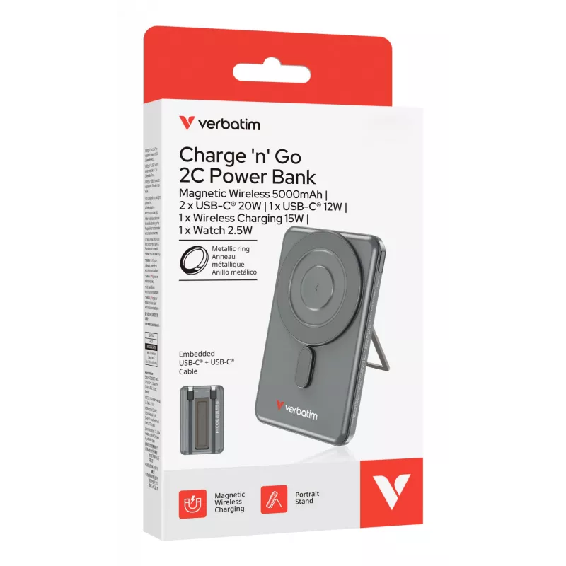Verbatim Charge'n'Go 2C Powerbank 5000 mAh Gris