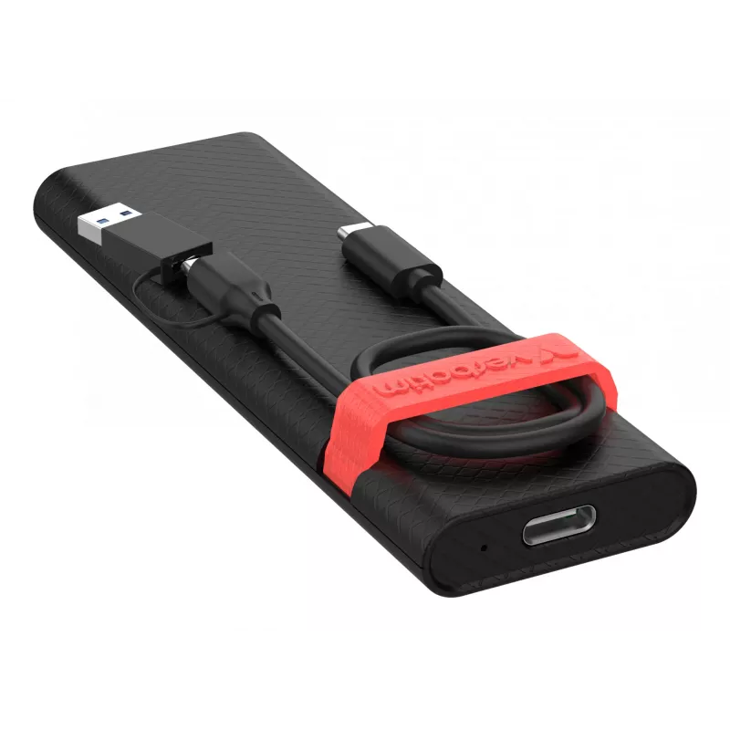 Verbatim Kit carcasa SSD M.2 NVMe, carcasa SSD, M.2, PCI Express, 10 Gbit/s, conectividad USB, Negro, Rojo