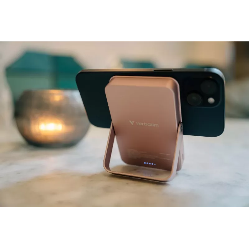 Verbatim Charge 'n' Go Powerbank magnética inalámbrica con soporte – 10000 mAh Rosa