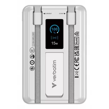 Verbatim Charge'n'Go 2C y pantalla Powerbank 10000 mAh Plata