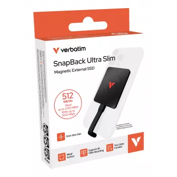 Verbatim SnapBack SSD ultrafina 512GB USB Type-C USB 3.2 Gen 2x2 Negro