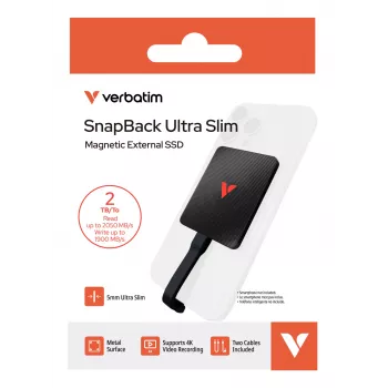 Verbatim SnapBack Ultra SSD ultrafina 2TB USB Type-C USB 3.2 Gen 2x2 Negro